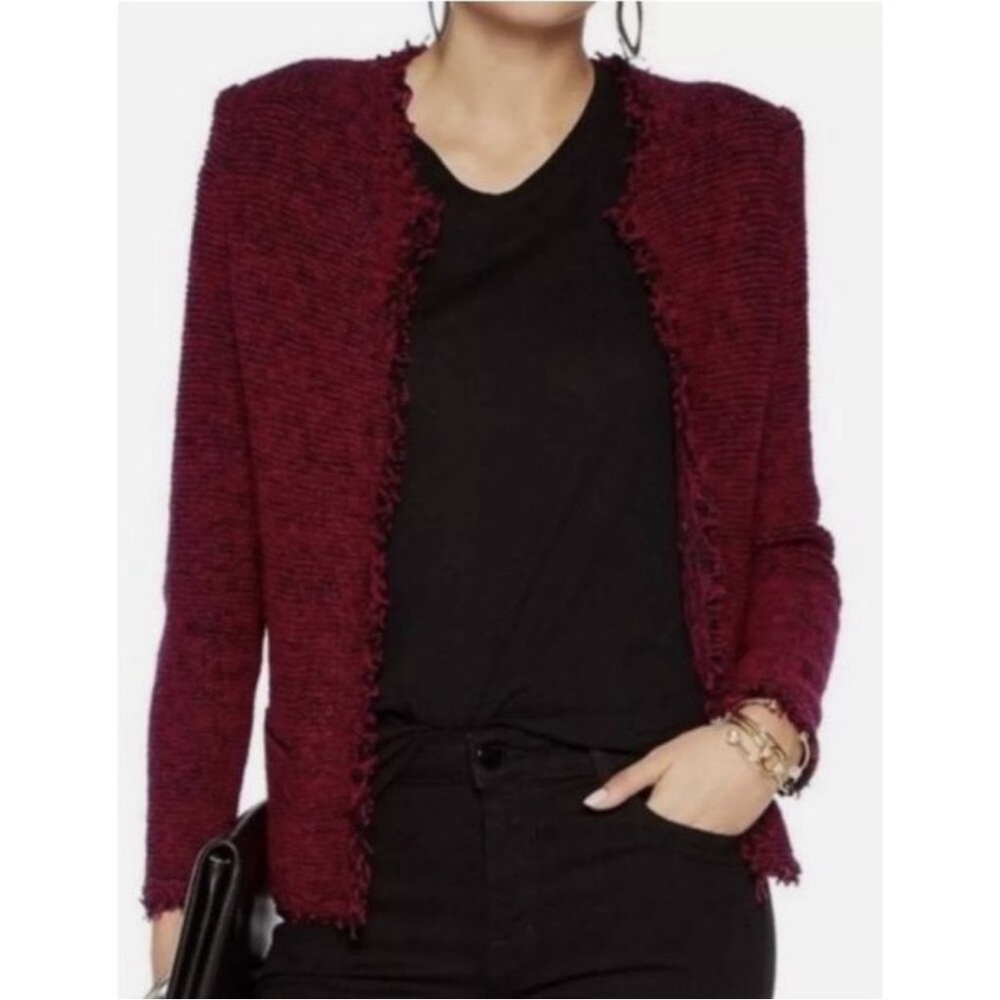 IRO Azurespe Fringe Sweater Jacket in Red